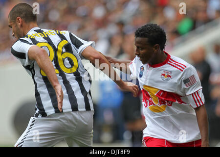 Red Bulls Defender Danleigh Borman (#11) holds Juventus Midfielder Antonio Candreva (#26).  The Red Bulls defeated Juventus 3-2  in the game held at Red Bull Arena, Harrison, NJ. (Credit Image: © Anthony Gruppuso/Southcreek Global/ZUMApress.com) Stock Photo