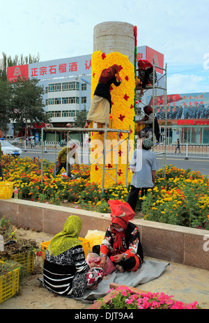 Landscape architecture, Unity Square, Hotan, Hotan Prefecture, Xinjiang Uyghur Autonomous Region, China Stock Photo