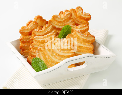 Italian puff pastry cookies coated with sugar Stock Photo