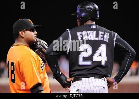 April 30, 2010; San Francisco, CA, USA; Colorado Rockies center fielder  Dexter Fowler (24) before the game against the San Francisco Giants at AT&T  Park. San Francisco defeated Colorado 5-2 Stock Photo - Alamy