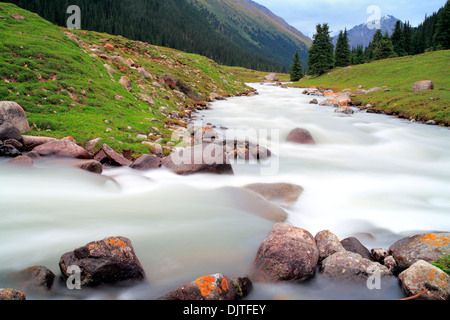 Altyn Arashan river and valley, Issyk Kul oblast, Kyrgyzstan Stock Photo