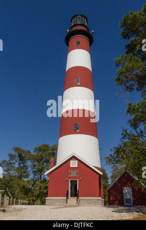 Assateague Lighthouse on Assateague Island in the Chincoteague National Wildlife Refuge in Virginia. Stock Photo