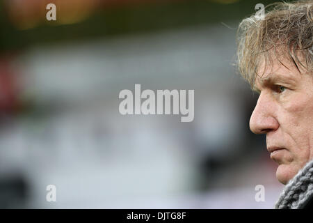 Leverkusen, Germany. 30th Nov, 2013. Nuremberg's coach Gertjan Verbeek before the Bundesliga soccer match between Bayer o4 Leverkusen and 1. FC Nuremberg in the BayArena in Leverkusen, Germany, 30 November 2013. Photo: Rolf Vennenbernd/dpa (ATTENTION: Due to the accreditation guidelines, the DFL only permits the publication and utilisation of up to 15 pictures per match on the internet and in online media during the match.)/dpa/Alamy Live News Stock Photo