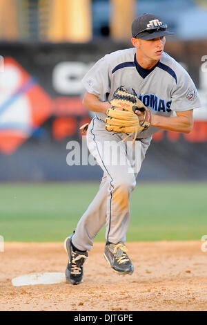 St. Thomas University Bobcats INF Lance Larimer (7)..The 14th ranked Miami Hurricanes defeated the St. Thomas University Bobcats 9-6 at Alex Rodriguez Park in Coral Gables, Florida. (Credit Image: © Ron Hurst/Southcreek Global/ZUMApress.com) Stock Photo