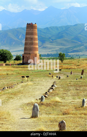 Burana tower minaret (9th century), Chuy oblast, Kyrgyzstan Stock Photo