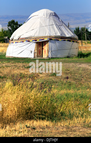 Nomads tent (yurt), near Burana tower, Chuy oblast, Kyrgyzstan Stock Photo