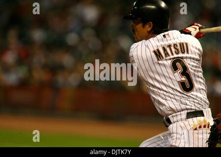 Houston Astros Infielder Kazuo Matsui (3) batting in the 7th inning. The Florida Marlins beat the Houston Astros 5 - 1 to avoid the sweep at Minute Maid Park in Houston Texas. (Credit Image: © Luis Leyva/Southcreek Global/ZUMApress.com) Stock Photo