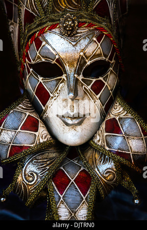 Traditional Venetian Chequered Carnival mask, Veneto, Italy. Stock Photo