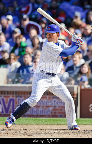 Chicago Cubs center fielder Kosuke Fukudome (1) bats during the game between the Houston Astros and Chicago Cubs at Wrigley Field in Chicago, Illinois. (Credit Image: © John Rowland/Southcreek Global/ZUMApress.com) Stock Photo