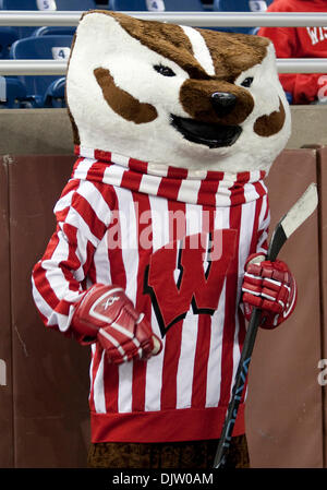 RIT mascot during game action between the Wisconsin Badgers and the ...