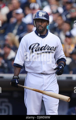 San Diego Padres Tony Gwynn Jr. doubles to deep right during the Padres  opening day win over the Atlanta Braves 17-2 at Petco Park San Diego, CA.  (Credit Image: © Nick Morris/Southcreek