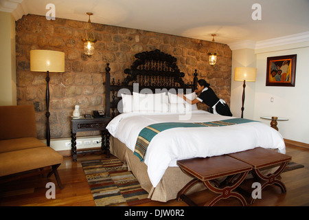 Monastery wall at a room in the Marriott Hotel, Cuzco, Peru. Stock Photo