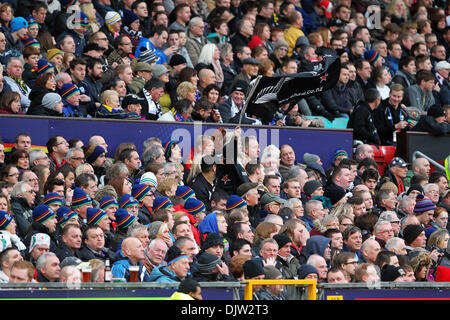 Manchester, UK. 30th Nov, 2013. A lone New Zealand flag flies during the Rugby League World Cup Final between New Zealand and Australia at Old Trafford Manchester. Credit:  Action Plus Sports/Alamy Live News Stock Photo