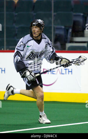 Edmonton Rush Transition Brodie Merrill 17 during the 2010 NLL