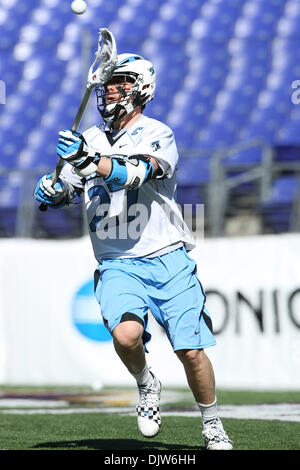 Mar. 6, 2010 - Baltimore, Maryland, U.S - 06 March 2010: Hopkins attack Tom Duerr #27 receives the ball  during the Konica Minota Face-Off Classic game held at M&T Bank Stadium in Baltimore, Maryland. The Princeton Tigers defeated the Hopkins Blue Jays 11-10..Mandatory Credit: Alan Maglaque / Southcreek Global (Credit Image: © Southcreek Global/ZUMApress.com) Stock Photo
