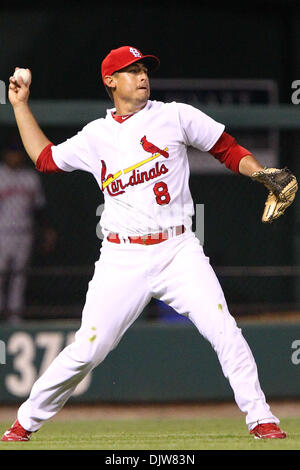 Someone in the St. Louis Cardinals bullpen catches an Allen Craig