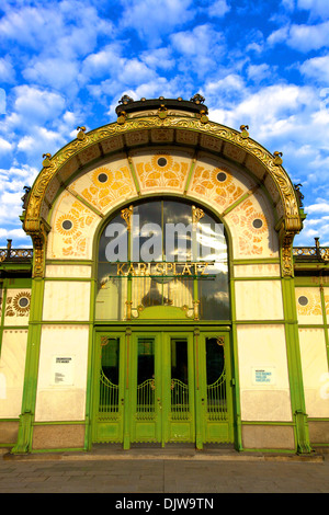 Otto Wagner's Art Nouveau Designed Station for Stadtbahn, Vienna, Austria, Central Europe Stock Photo