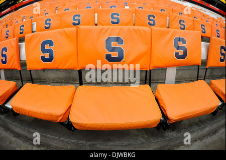 Syracuse, New York, USA. 30th Nov, 2013. November 30, 2013: General view of seat covers prior to an NCAA Football game between the Boston College Eagles and the Syracuse Orange at the Carrier Dome in Syracuse, New York. Rich Barnes/CSM/Alamy Live News Stock Photo