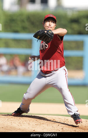 Oct. 3, 2010 - Los Angeles, California, United States of America - Arizona Diamondbacks starting pitcher Rodrigo Lopez (13) would take the loss in the final game of the season, giving up two runs against the Los Angeles Dodgers, ending his season with a 7-16 record. (Credit Image: © Tony Leon/Southcreek Global/ZUMApress.com) Stock Photo