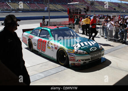 Oct. 9, 2010 - Fontana, California, United States of America - Sprint Cup Series driver Dale Earnhardt Jr. in the Amp Energy Juice #88 car pulls off the track after running a few laps during the Pepsi Max 400 practice at the Auto Club Speedway. (Credit Image: © Brandon Parry/Southcreek Global/ZUMApress.com) Stock Photo