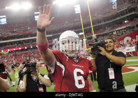 Oct. 10, 2010 - Glendale, Arizona, United States of America - Arizona Cardinals quarterback Max Hall (#6) waves to the crowd after a game against the New Orleans Saints at University of Phoenix Stadium in Glendale, Arizona.  The Cardinals defeated the Saints 30-20. (Credit Image: © Gene Lower/Southcreek Global/ZUMApress.com) Stock Photo