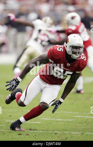 Oct. 10, 2010 - Glendale, Arizona, United States of America - Arizona Cardinals linebacker Joey Porter (#55) in pursuit during a game against the New Orleans Saints at University of Phoenix Stadium in Glendale, Arizona.  The Cardinals defeated the Saints 30-20. (Credit Image: © Gene Lower/Southcreek Global/ZUMApress.com) Stock Photo