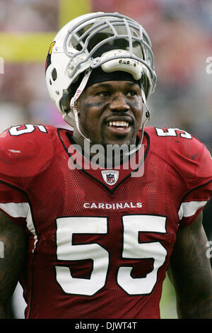 Oct. 10, 2010 - Glendale, Arizona, United States of America - Arizona Cardinals linebacker Joey Porter (#55) smiles after a game against the New Orleans Saints at University of Phoenix Stadium in Glendale, Arizona.  The Cardinals defeated the Saints 30-20. (Credit Image: © Gene Lower/Southcreek Global/ZUMApress.com) Stock Photo