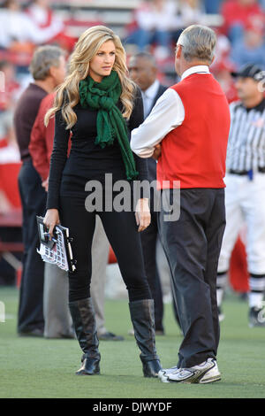 Oct. 16, 2010 - Madison, Wisconsin, United States of America - ESPN Sideline reporter Erin Andrews talks with Ohio State Head Coach Jim Tressel prior to the game between the Ohio State Buckeyes and the Wisconsin Badgers at Camp Randall Stadium, Madison, Wisconsin.  Wisconsin defeated #1 ranked Ohio State 31-18. (Credit Image: © John Rowland/Southcreek Global/ZUMApress.com) Stock Photo