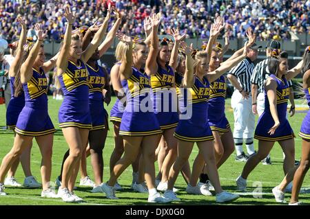 Oct. 16, 2010 - Greenville, North Carolina, United States of America - The ECU cheerleaders perform during the game between the East Carolina Pirates and the NC State Wolfpack at Dowdy-Ficklen Stadium.  The Pirates defeated the Wolfpack 33-27 in overtime. (Credit Image: © David Friend/Southcreek Global/ZUMApress.com) Stock Photo