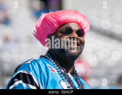 Oct. 24, 2010 - Charlotte, North Carolina, United States of America - Panther fan enjoying the day. The Panthers beat the 49er's 23-20 at Bank of America Stadium, Charlotte NC. (Credit Image: © Mark Abbott/Southcreek Global/ZUMApress.com) Stock Photo