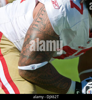 San Francisco, California, USA. 17th Oct, 2010. San Francisco 49ers guard Mike  Iupati #77 on the side line on Sunday, October 17, 2010 at Candlestick  Park, San Francisco, California. The 49ers defeated