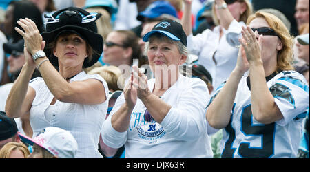 Oct. 24, 2010 - Charlotte, North Carolina, United States of America - Panther fans celebrate a score.The Panthers beat the 49er's 23-20 at Bank of America Stadium, Charlotte NC. (Credit Image: © Mark Abbott/Southcreek Global/ZUMApress.com) Stock Photo