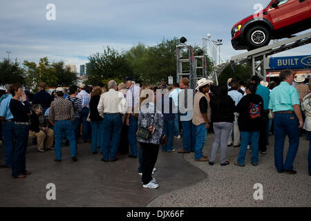 Oct. 24, 2010 - Las Vegas, Nevada, United States of America - The crowd waiting on the arrival of the riders for the 2010 Built Ford Tough PBR World Finals at the Thomas & Mack Center in Las Vegas, Nevada. (Credit Image: © Matt Gdowski/Southcreek Global/ZUMApress.com) Stock Photo