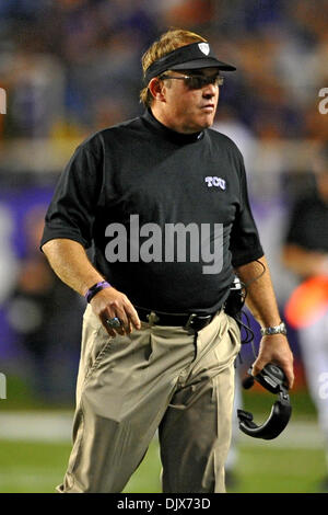 Oct. 24, 2010 - Amon G. Carter Stadium, Texas, United States of America - October 23, 2010: TCU Horned Frogs Head Coach Gary Patterson during the game between the Air Force Academy Falcons and the Texas Christian University Horned Frogs at Amon G. Carter Stadium in Fort Worth, Texas. TCU wins against Air Force 38-7. (Credit Image: © Patrick Green/Southcreek Global/ZUMApress.com) Stock Photo