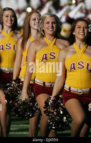 Nov. 4, 2010 - Tempe, Arizona, United States of America - ASU cheerleaders perform during a game against Washington State at Sun Devil Stadium in Tempe, Arizona.  The Sun Devils beat the Cougars 42-0. (Credit Image: © Gene Lower/Southcreek Global/ZUMApress.com) Stock Photo