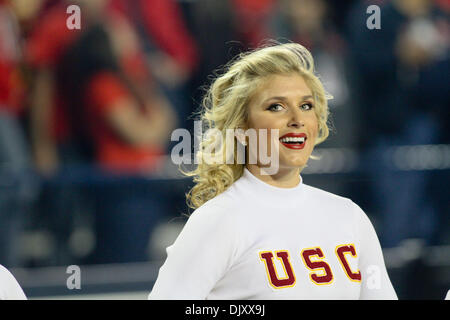 Nov. 13, 2010 - Tucson, AZ, USA - USC Cheerleader showing her team spirit. USC 24 - Arizona 21 (Credit Image: © Dean Henthorn/Southcreek Global/ZUMApress.com) Stock Photo