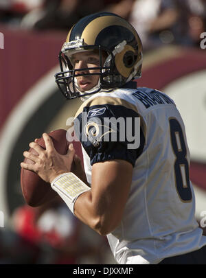 Nov. 14, 2010 - San Francisco, CA, USA - San Francisco 49ers vs St Louis Rams at Candlestick Park Sunday, November 14, 2010.  St. Louis Rams quarterback Sam Bradford #8.. 49ers beat Rams in overtime 23-20 (Credit Image: © Al Golub/ZUMApress.com) Stock Photo