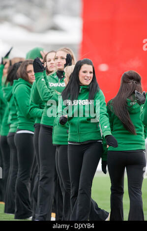 Nov. 14, 2010 - Regina, Saskatchewan, Canada - The Saskatchewan Roughriders cheerleaders before action during the Saskatchewan RoughrIders vs B.C. Lions CFL Western Semi Final game at Mosaic Stadium in Regina. The Saskatchewan Roughriders defeated the B.C. Lions 41-38 in overtime (Credit Image: © Derek Mortensen/Southcreek Global/ZUMApress.com) Stock Photo