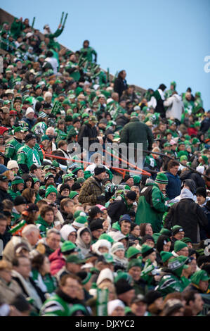 Nov. 14, 2010 - Regina, Saskatchewan, Canada - The sea of green during the Saskatchewan RoughrIders vs B.C. Lions CFL Western Semi Final game at Mosaic Stadium in Regina. The Saskatchewan Roughriders defeated the B.C. Lions 41-38 in overtime. (Credit Image: © Derek Mortensen/Southcreek Global/ZUMApress.com) Stock Photo