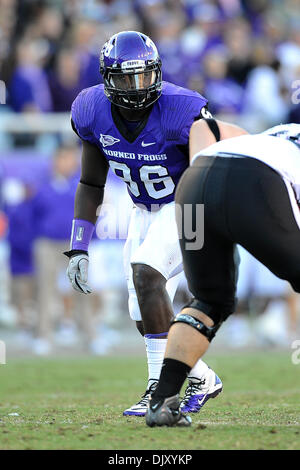 Nov. 14, 2010 - Amon G. Carter Stadium, Texas, United States of America - November 13, 2010: TCU Horned Frogs defensive end Wayne Daniels (96) during the game between the San Diego State University Aztecs and the Texas Christian University Horned Frogs at Amon G. Carter Stadium in Fort Worth, Texas. TCU win against over San Diego State 40-35. (Credit Image: © Patrick Green/Southcre Stock Photo