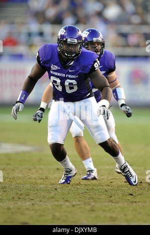 Nov. 14, 2010 - Amon G. Carter Stadium, Texas, United States of America - November 13, 2010: TCU Horned Frogs defensive end Wayne Daniels (96) during the game between the San Diego State University Aztecs and the Texas Christian University Horned Frogs at Amon G. Carter Stadium in Fort Worth, Texas. TCU win against over San Diego State 40-35. (Credit Image: © Patrick Green/Southcre Stock Photo