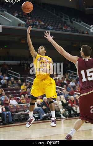 Nov. 15, 2010 - Los Angeles, California, United States of America - USC Trojans guard Maurice Jones (10) drives to the basket to score two of his game high 29 points in the second half..During a game between the University of Santa Clara Broncos and the USC Trojans at the Galen Center.  The Trojans defeated the Broncos by a final score of 86-73 (Credit Image: © Tony Leon/Southcreek Stock Photo