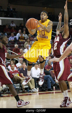 Nov. 15, 2010 - Los Angeles, California, United States of America - USC Trojans guard Maurice Jones (10) drives to the basket to score two of his game high 29 points in the second half..During a game between the University of Santa Clara Broncos and the USC Trojans at the Galen Center.  The Trojans defeated the Broncos by a final score of 86-73 (Credit Image: © Tony Leon/Southcreek Stock Photo