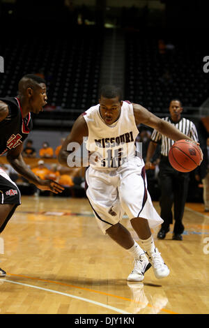 Nov. 16, 2010 - Knoxville, Tennessee, United States of America - Missouri State guard Jermaine Mallett (#15) drives to the basket.  Missouri State defeated Arkansas State 80-71 at Thompson Boling arena in Knoxville, TN (Credit Image: © Mitch Jones/Southcreek Global/ZUMApress.com) Stock Photo