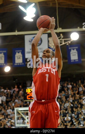 Nov. 17, 2010 - Villanova, Pennsylvania, United States of America - Boston University Terriers guard Darryl Partin (1) shoots a open jumper. Villanova leads Boston University at the half 40-24, in a game being played at The Pavillion  in Villanova, Pennsylvania (Credit Image: © Mike McAtee/Southcreek Global/ZUMApress.com) Stock Photo