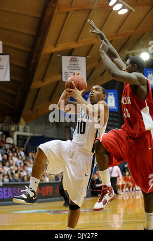 Nov. 17, 2010 - Villanova, Pennsylvania, United States of America - Villanova Wildcats guard Corey Fisher (10) drives the lane during game action. Villanova defeated  Boston University 82-66, in a game being played at The Pavillion  in Villanova, Pennsylvania (Credit Image: © Mike McAtee/Southcreek Global/ZUMApress.com) Stock Photo