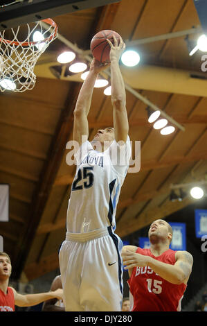 Nov. 17, 2010 - Villanova, Pennsylvania, United States of America - Villanova Wildcats f-c Maurice Sutton (25) shoots the ball during game action. Villanova defeated  Boston University 82-66, in a game being played at The Pavillion  in Villanova, Pennsylvania (Credit Image: © Mike McAtee/Southcreek Global/ZUMApress.com) Stock Photo