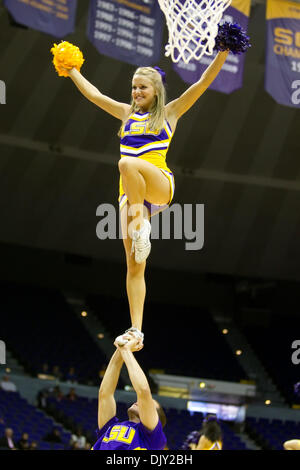 Nov. 17, 2010 - Baton Rouge, Louisiana, United States of America - 16 November 2010; Ohio State Buckeyes at LSU Tigers, The LS cheerleaders entertain the crowd during the game; Baton Rouge Louisiana (Credit Image: © John Korduner/Southcreek Global/ZUMAPRESS.com) Stock Photo