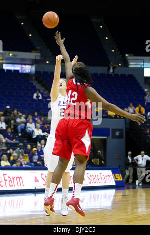 Nov. 17, 2010 - Baton Rouge, Louisiana, United States of America - 16 November 2010; Ohio State Buckeyes at LSU Tigers, Ohio St. center Jantel Lavender (42) blocks a shot during the first half; Baton Rouge Louisiana (Credit Image: © John Korduner/Southcreek Global/ZUMAPRESS.com) Stock Photo