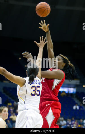 Nov. 17, 2010 - Baton Rouge, Louisiana, United States of America - 16 November 2010; Ohio State Buckeyes at LSU Tigers, Ohio St. center Jantel Lavender (42) shoots a jump shot over LSU forward Taylor Turnbow (35); Ohio State won the game 59-54; Baton Rouge Louisiana (Credit Image: © John Korduner/Southcreek Global/ZUMAPRESS.com) Stock Photo